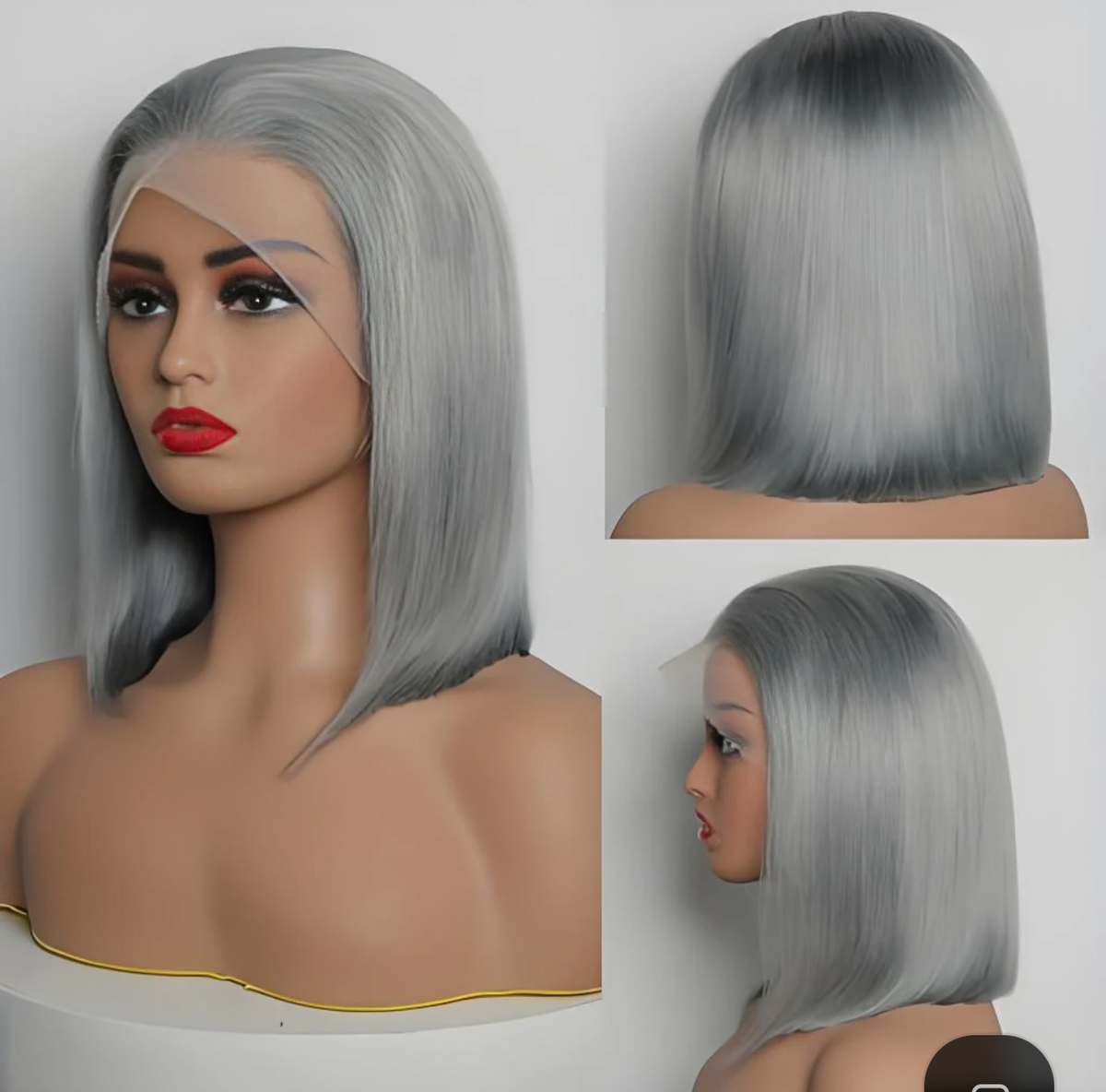 12″ Gray Wig – 100% Human Hair | Glueless