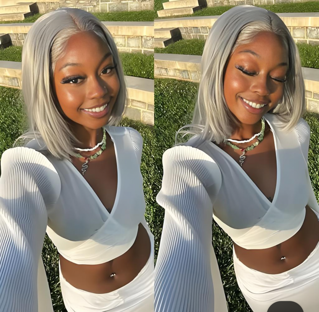 12″ Gray Wig – 100% Human Hair | Glueless