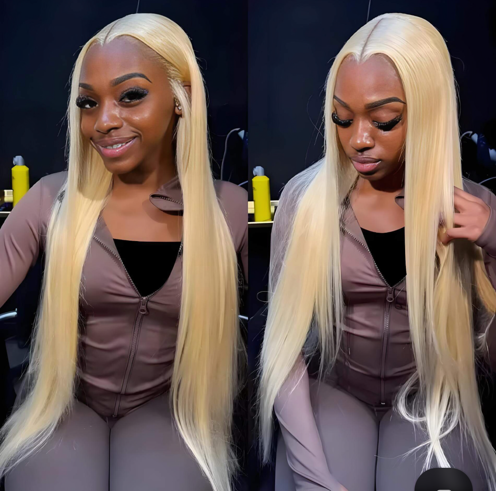 13×4 Straight Lace Front Wig – Blonde | 100% Human Hair | Natural Hairline