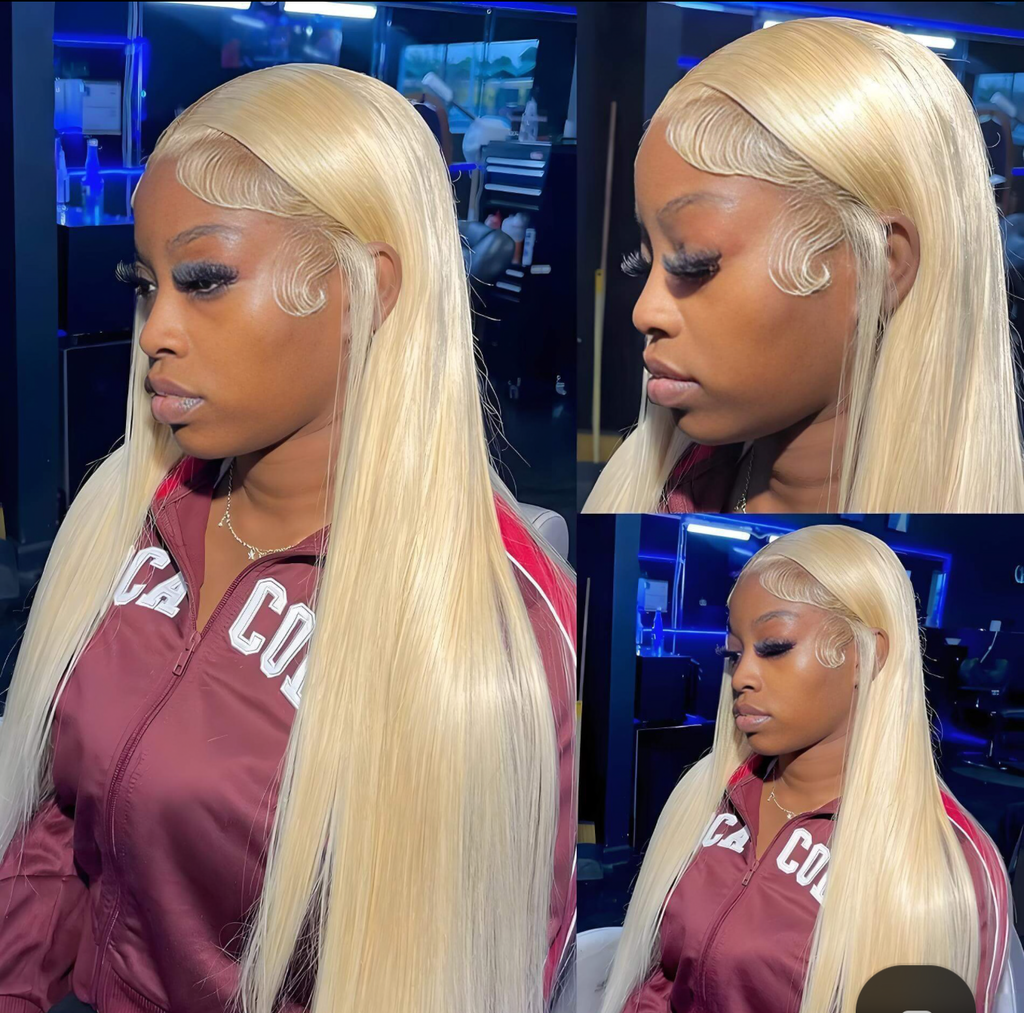 13×4 Straight Lace Front Wig – Blonde | 100% Human Hair | Natural Hairline