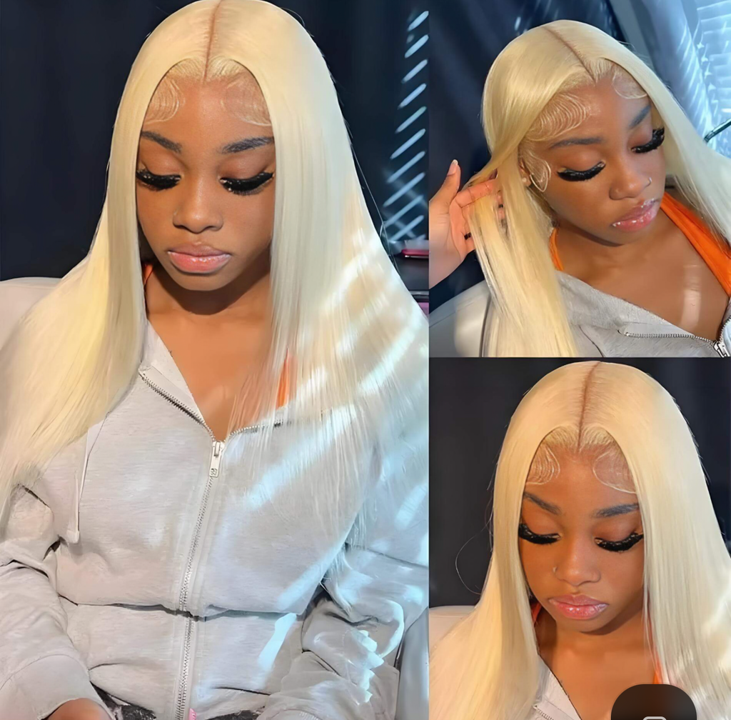 13×4 Straight Lace Front Wig – Blonde | 100% Human Hair | Natural Hairline