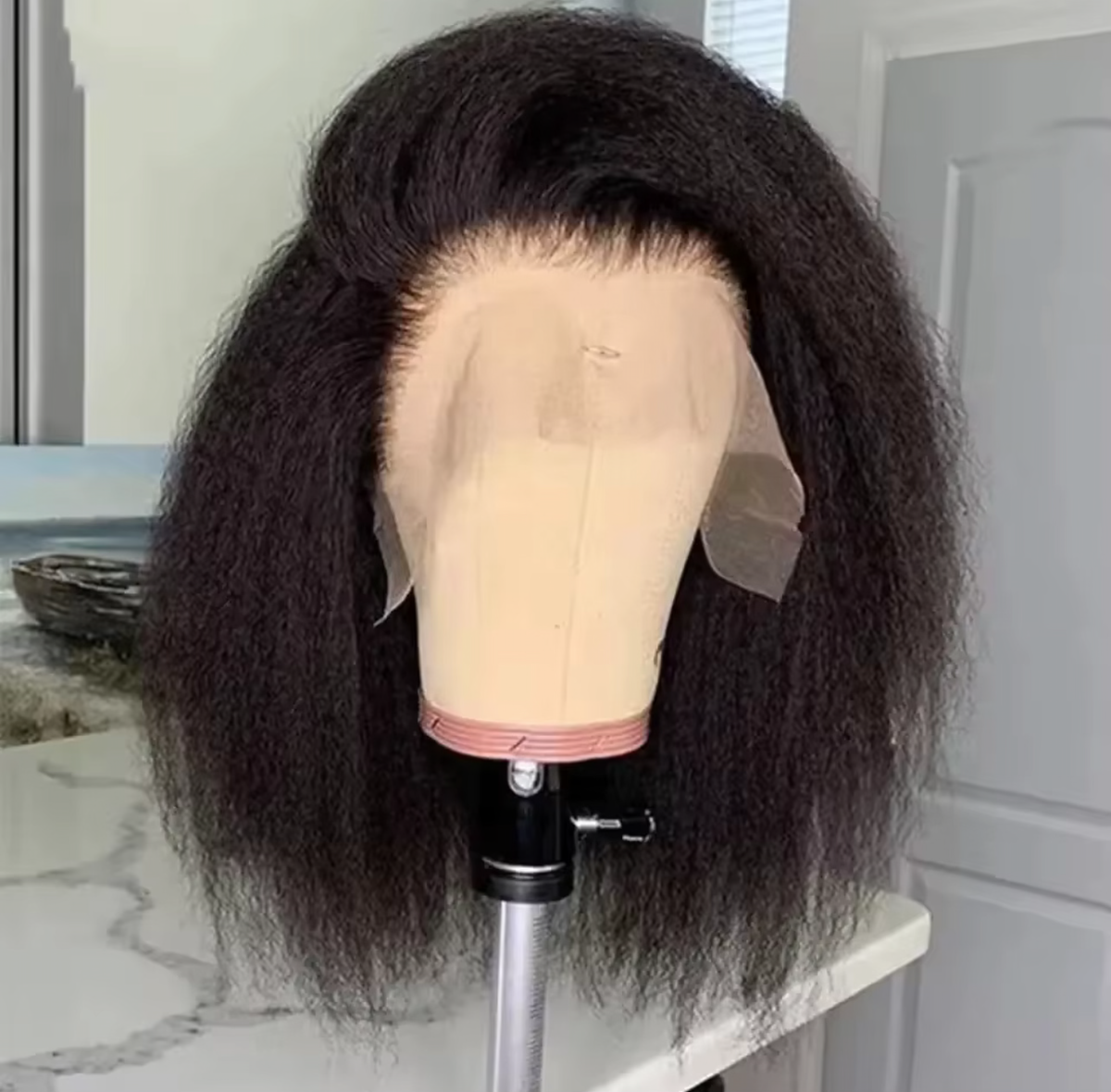 12” Kinky Short Bob Wig – 100% Human Hair | Glueless | Natural Black