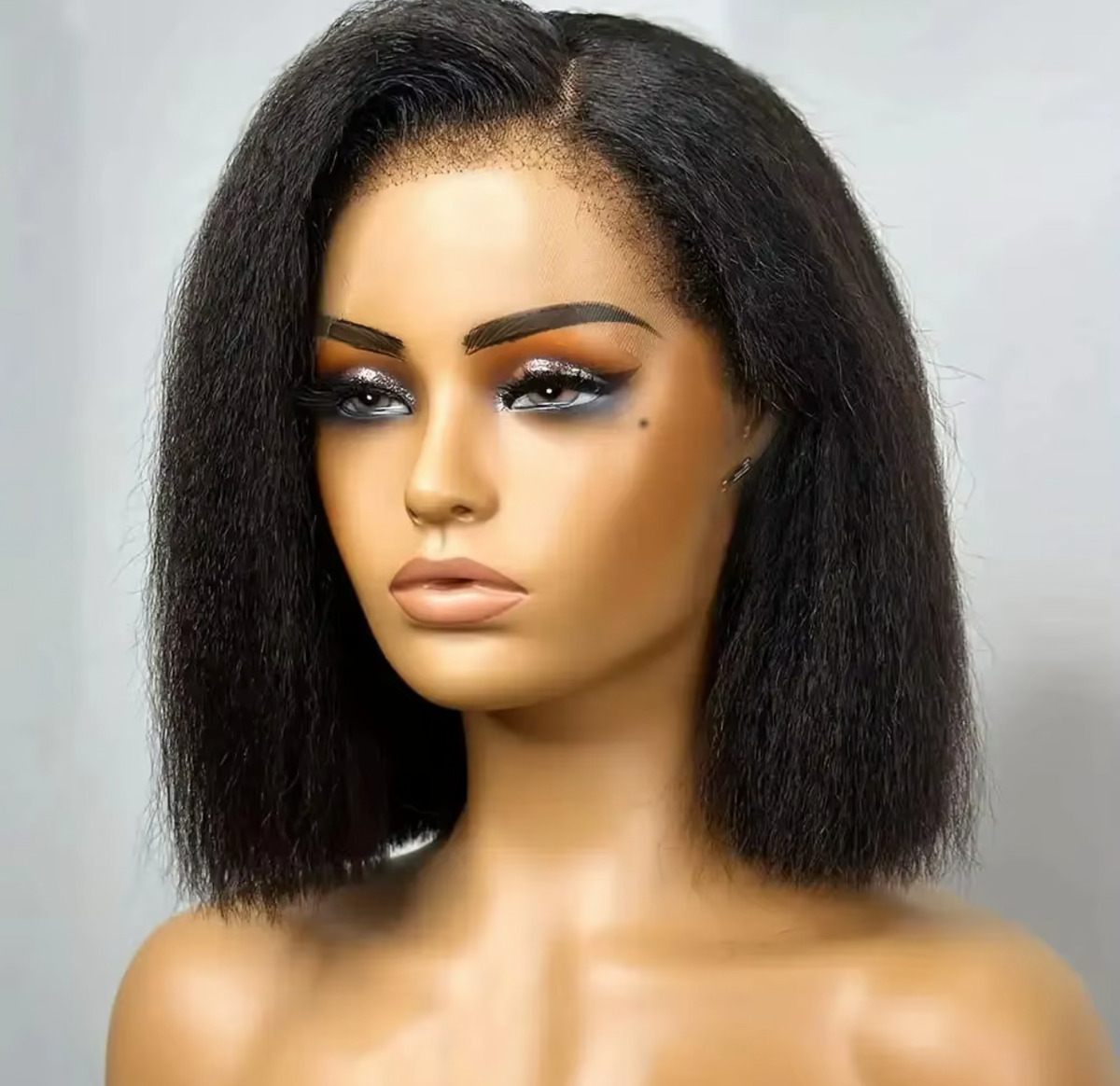 12” Kinky Short Bob Wig – 100% Human Hair | Glueless | Natural Black