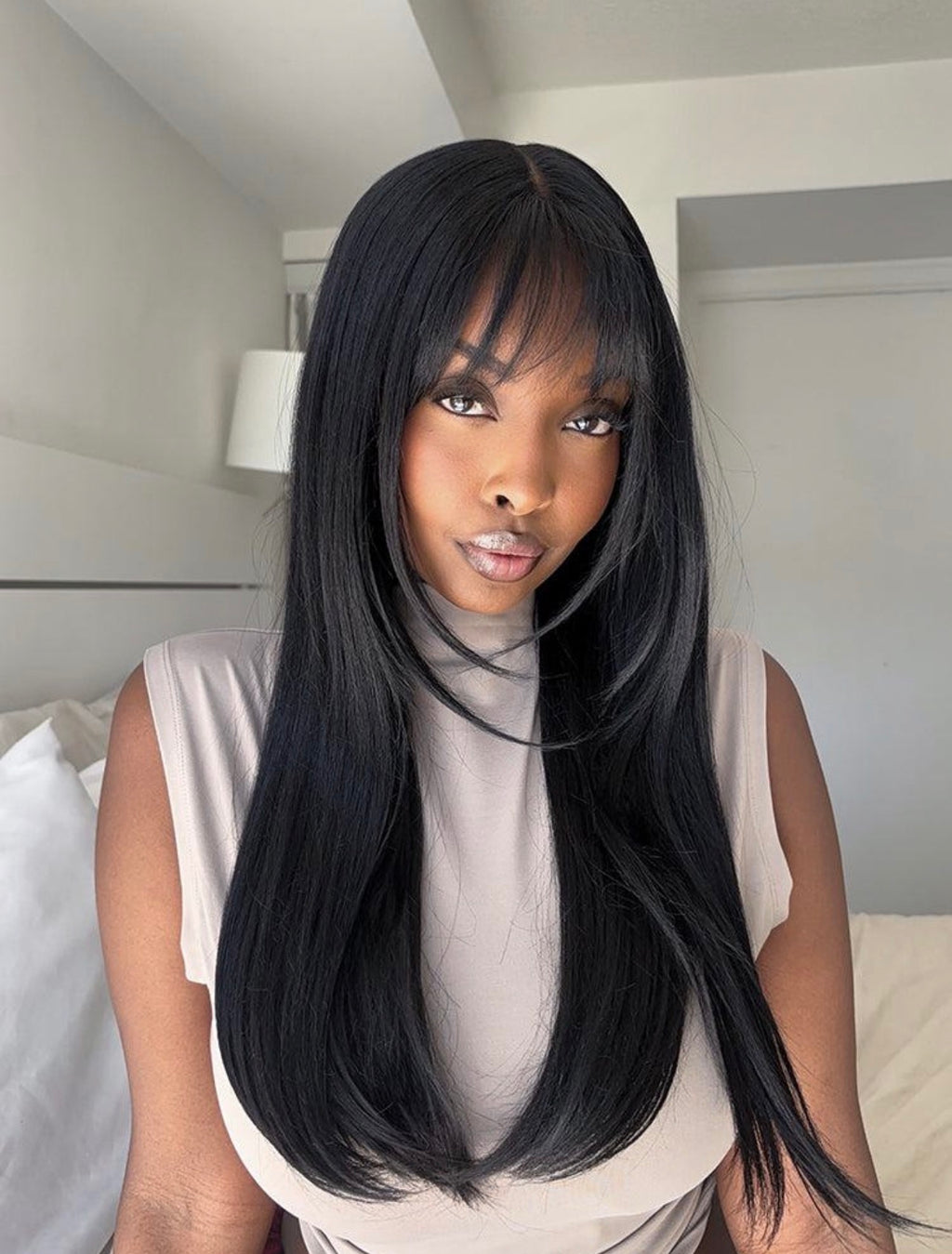 Straight Long Fringe Wig – 100% Human Hair | Glueless