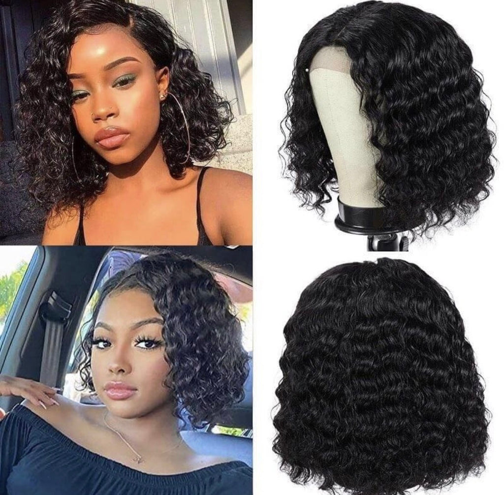 10” Glueless Deep Wave Curly Bob Wig – 4×4 Lace Closure | 100% Human Hair