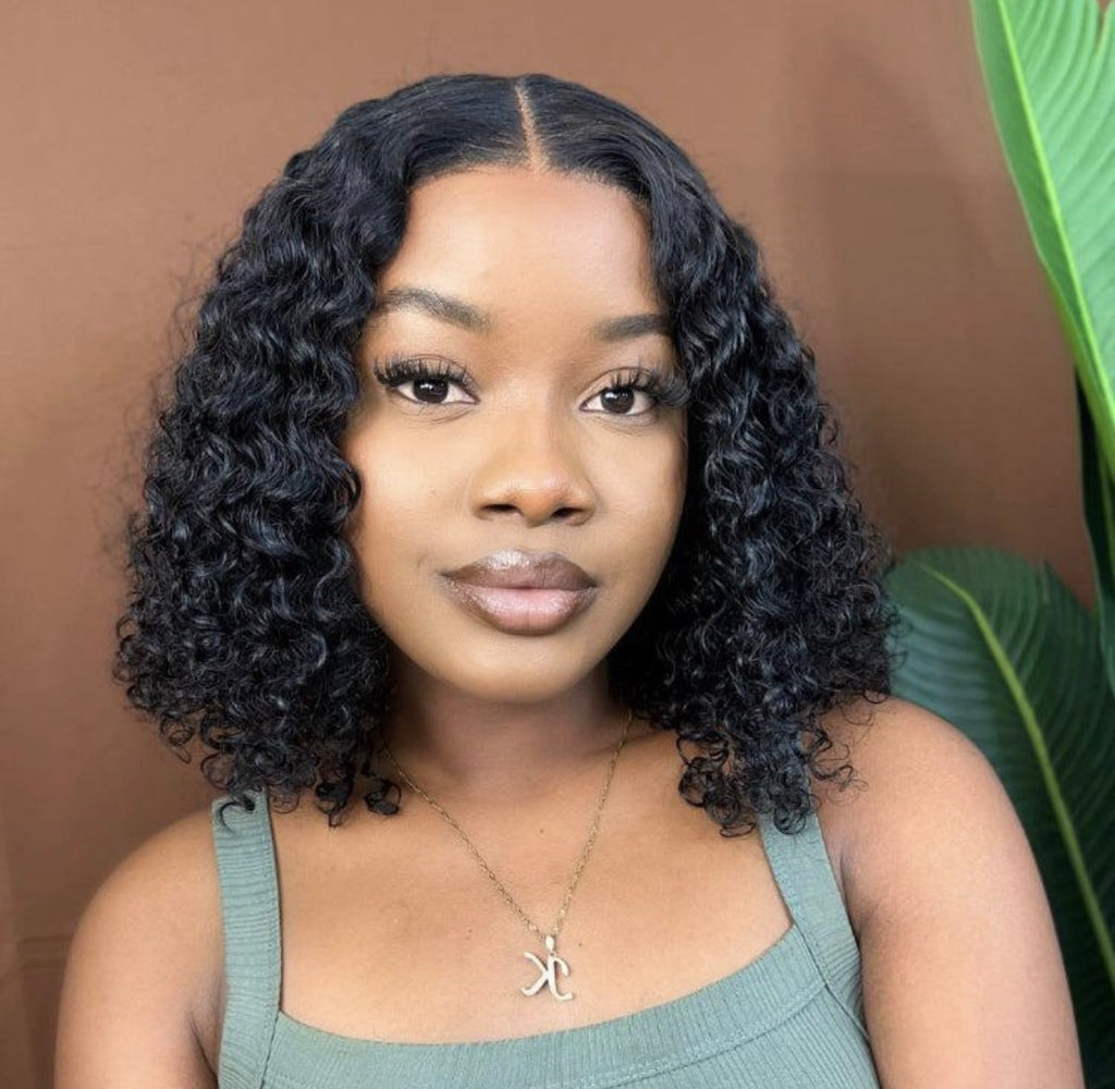 10” Glueless Deep Wave Curly Bob Wig – 4×4 Lace Closure | 100% Human Hair