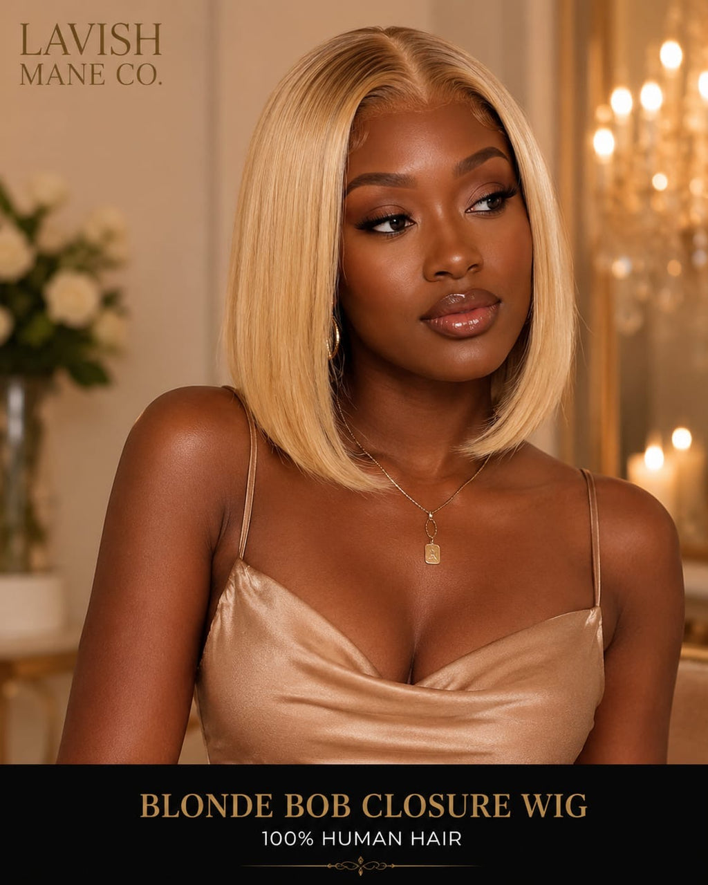 Blonde Bob Closure Wig – 100% Human Hair