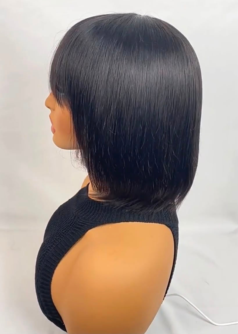 10 inch Fringe Bob Wig – No Lace 100% Human Hair