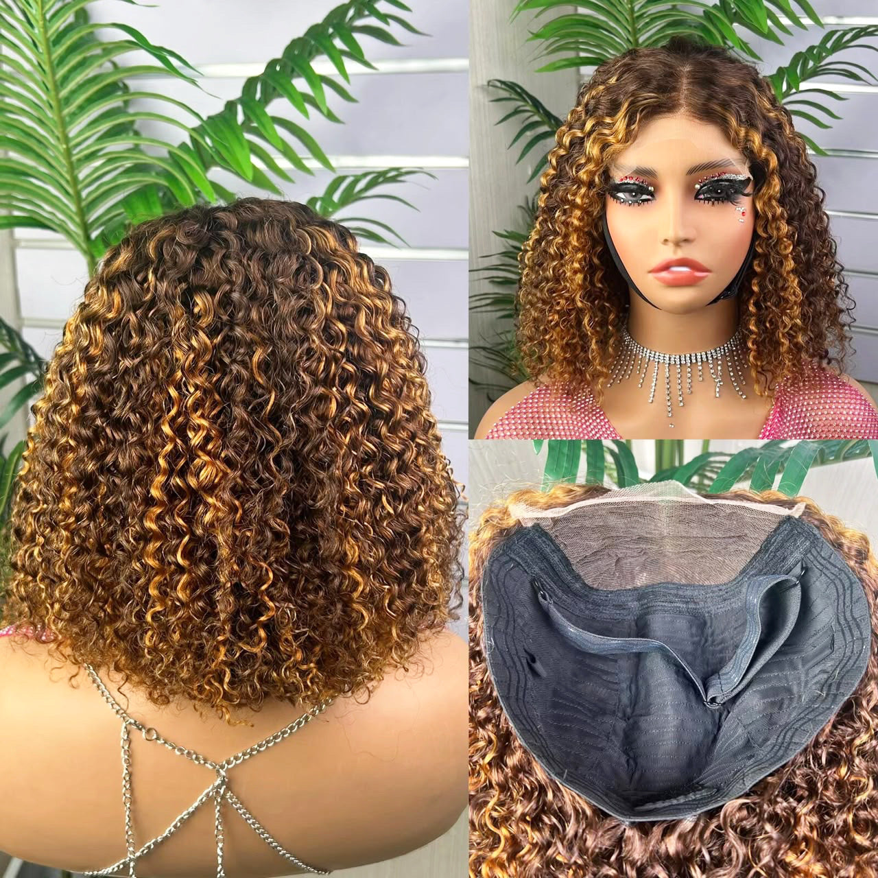 12 inch Glueless Piano Color Curly Pixie Wig – 100% Human Hair