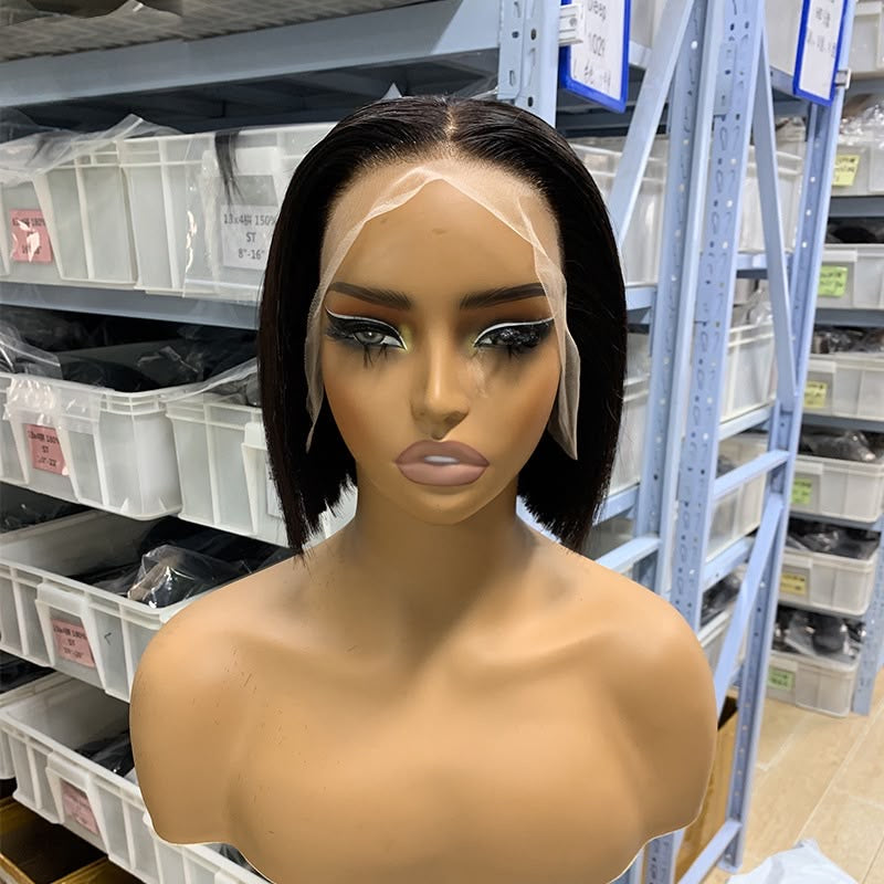 8″ Bone Straight Full Frontal Bob – 100% Human Hair | 5×5 Lace