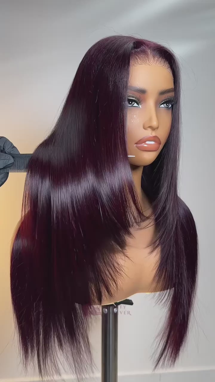 Black Cherry Hair Color – 100% Human Hair Wig.