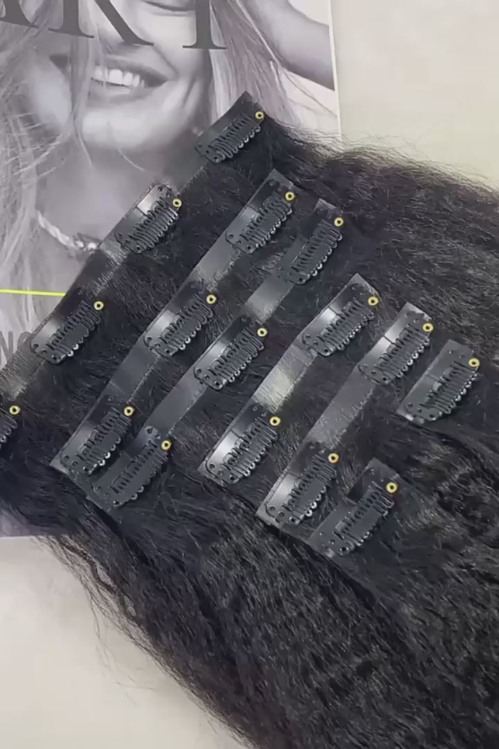 Kinky Straight 100% Human Hair Clip-In Extensions