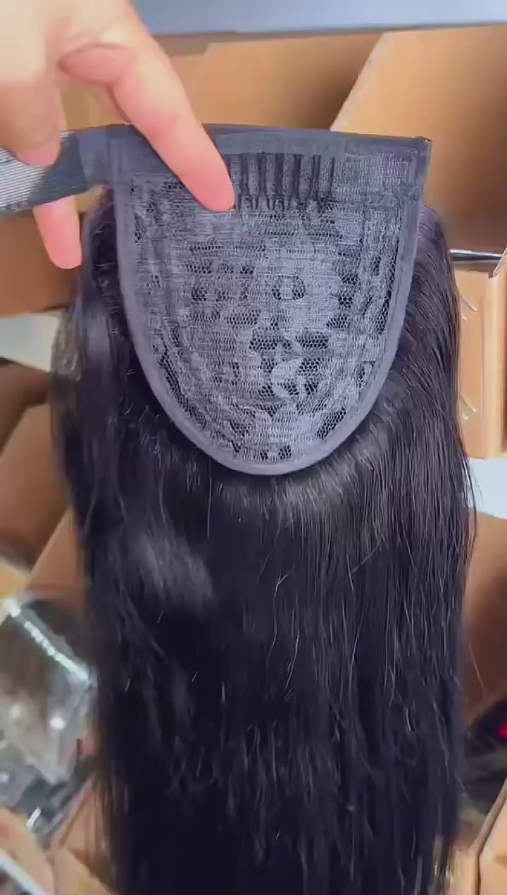 20 inch Natural Black Clip-In Ponytail 100% Human Hair